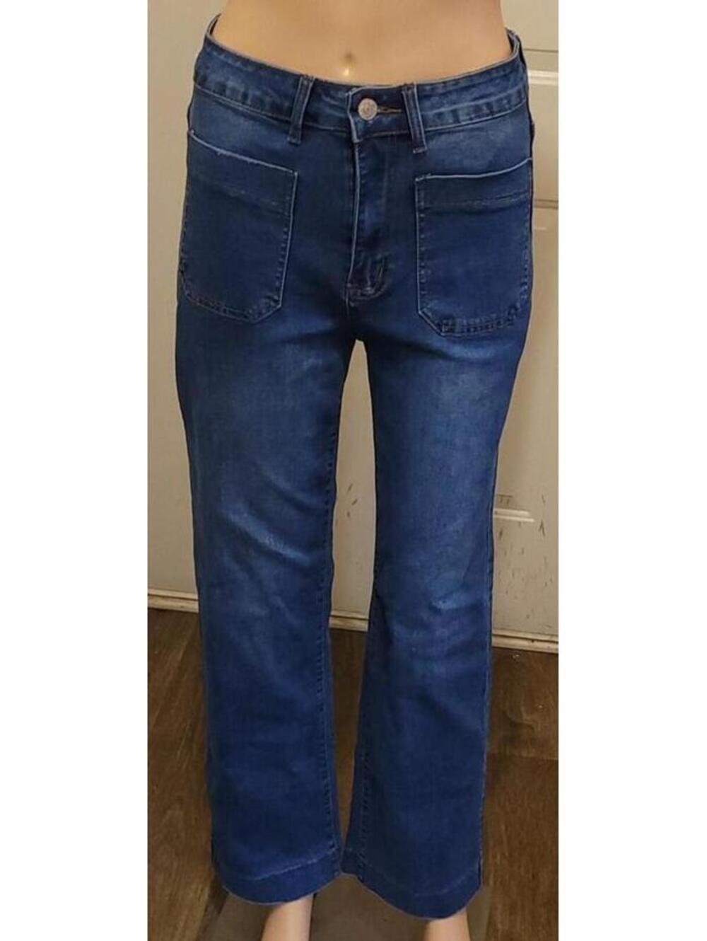 KUNMI Women's Blue Cropped Wide Leg Jeans Size 4